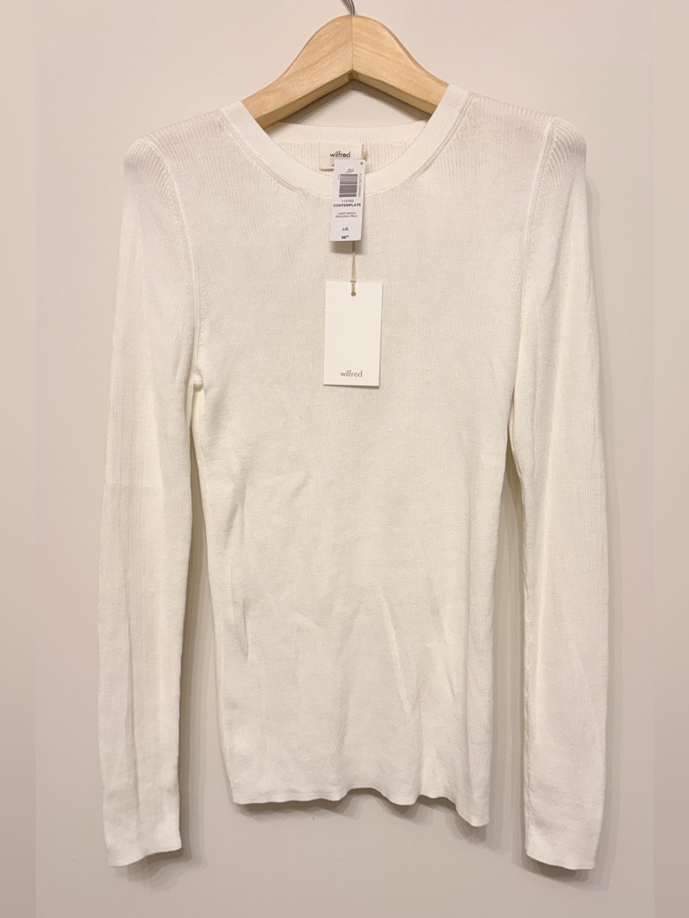 Aritzia Wilfred Birch contemplate cotton long sleeve sz l large new